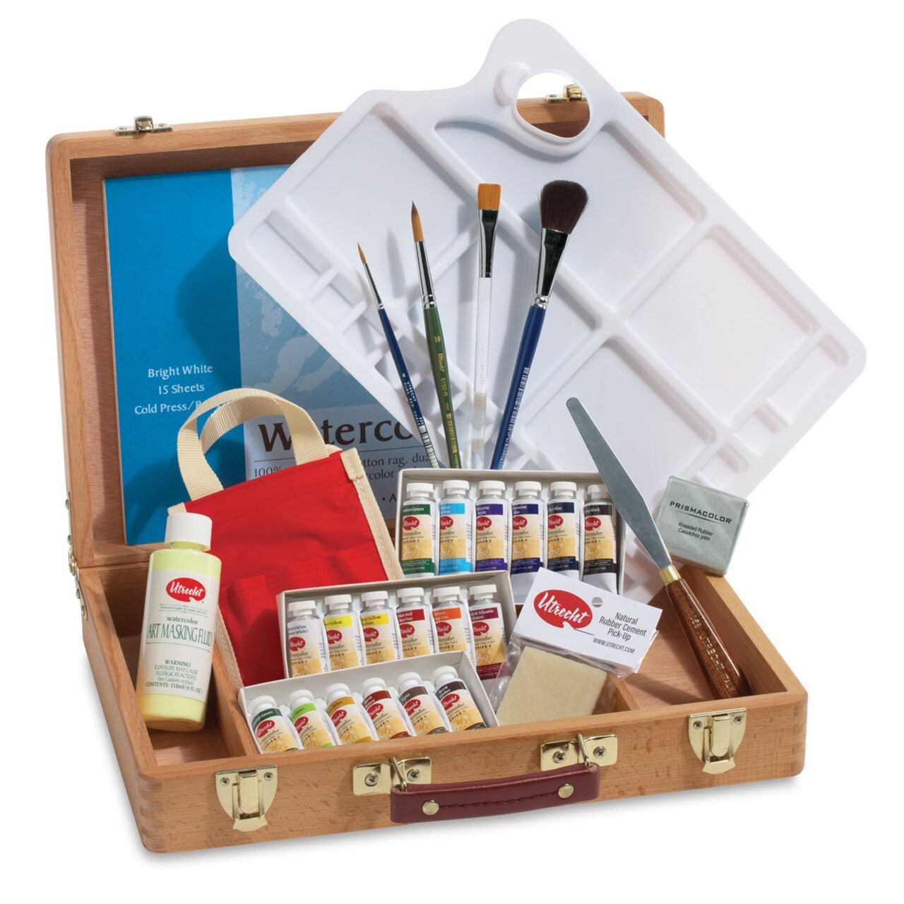 Utrecht Artists' Watercolor Paint - Wood Box Set, Set of 18 colors, 14 ml tubes